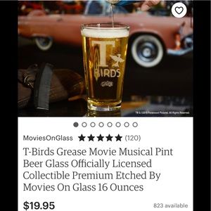 A set of Two “T” Birds Etched Pint Glasses NIB